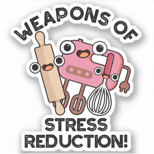Sticker Armes De Réduction Du Stress Drôle Pun De Cuisson (Devant)