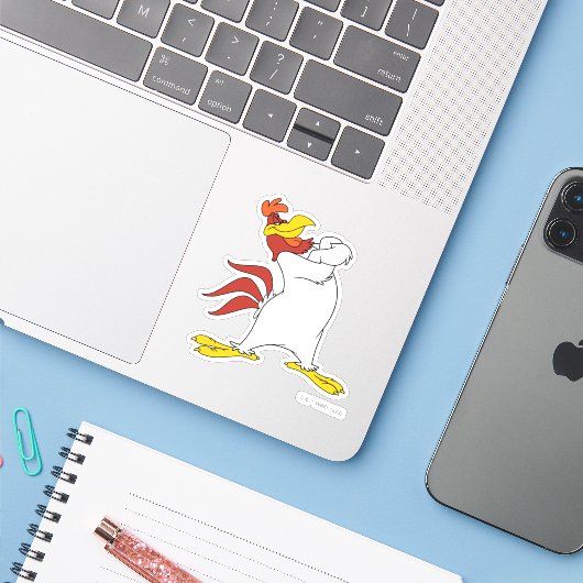 Sticker Armoiries de Foghorn Leghorn franchies (Ordinateur portable avec iPhone)