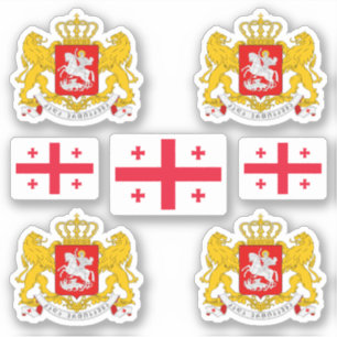 Sticker Armoiries de la Géorgie et chevalet de drapeau