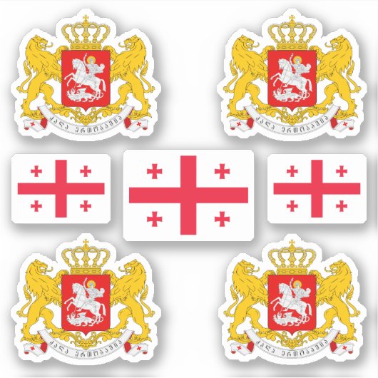 Sticker Armoiries de la Géorgie et chevalet de drapeau (Devant)