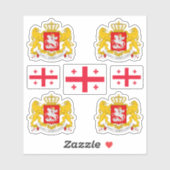 Sticker Armoiries de la Géorgie et chevalet de drapeau (Feuille)