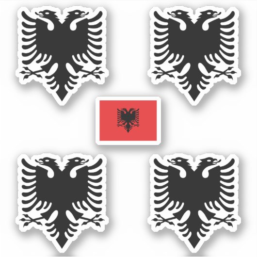 Sticker Armoiries de l'Albanie et chevalet de drapeau (Devant)