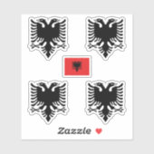 Sticker Armoiries de l'Albanie et chevalet de drapeau (Feuille)