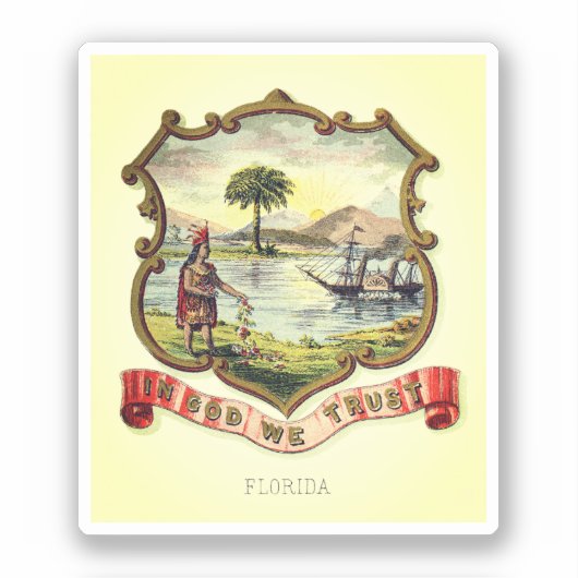 Sticker Armoiries de l'État de Floride (1876) (Recto)