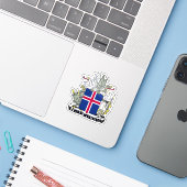 Sticker Armoiries de l'Islande (Ordinateur portable avec iPhone)