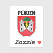 Sticker Armoiries de Plauen, Allemagne (Feuille)