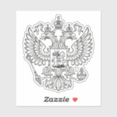 Sticker Armoiries de Russie - version blanche (Feuille)
