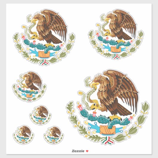 Sticker Armoiries du Mexique - Drapeau du Mexique (Feuille)