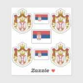 Sticker Armoiries serbes et chevalet de drapeau (Feuille)
