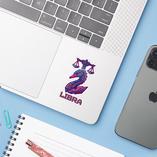 Sticker Armure de jeu Mecha SciFi Cyber Libra Zodiaque (Ordinateur portable avec iPhone)