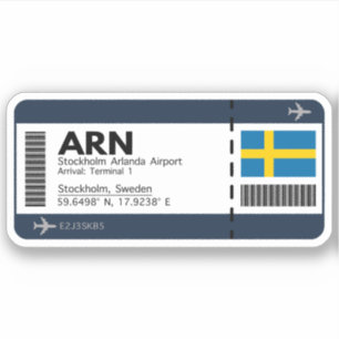 Sticker ARN Stockholm Boarding Pass - Suède Travel