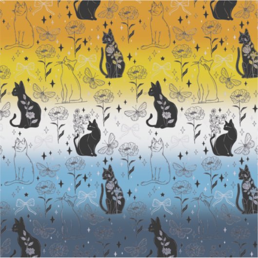 Sticker AroAce Agender Pride Chat noir - Mystical Witchy (Devant)