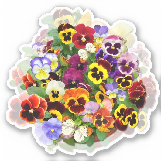 Sticker Arrangement de Pansy avec Contour des Papillons (Devant)