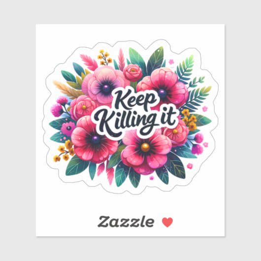 Sticker Arrangement Floral Avec Motivation (Feuille)