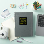 Sticker Arrêter AAPI Hate noir et jaune (Couverture iPad)