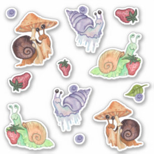Sticker Arrêter et sentir les escargots d'aquarelle de fr