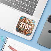 Sticker Arrêter le signe (Ordinateur portable avec iPhone)