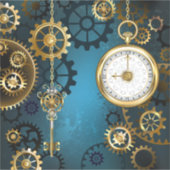 Sticker Arrière - plan turquoise à vapeur avec engrenages (Devant)