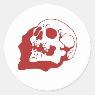 Sticker Arrondi Classique Retro Crâne Bone Art