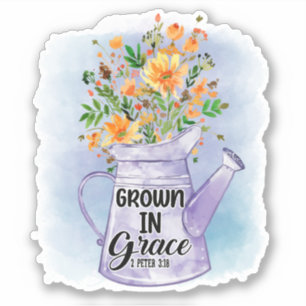 Sticker Arrosoir Fleurs Orange Chretien Cultive Grace