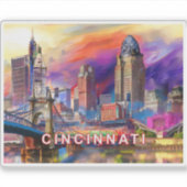Sticker Art Abstrait Cincinnati Skyline (Devant)