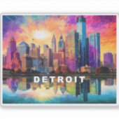 Sticker Art Abstrait de Detroit Skyline (Devant)