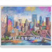 Sticker Art Abstrait de Pittsburgh Skyline (Devant)