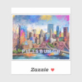 Sticker Art Abstrait de Pittsburgh Skyline (Feuille)