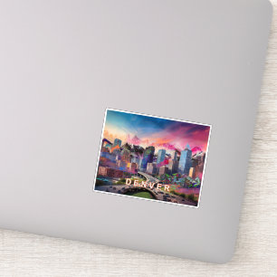 Sticker Art Abstrait Denver Skyline