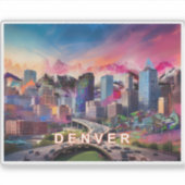 Sticker Art Abstrait Denver Skyline (Devant)