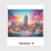 Sticker Art Abstrait d'Indianapolis (Feuille)