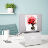 Sticker Art aquarelle d'une rose rouge sur fond blanc (Ordinateur portable sur le bureau)