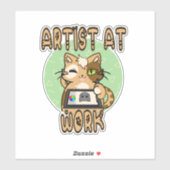 Sticker Art at work cute cat design (Feuille)