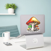 Sticker Art de champignon psychédélique terreux créatif (Ordinateur portable sur le bureau)