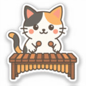 Sticker Art de chat calicot Marimba (Recto)