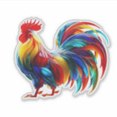 Sticker Art de Coq Coloré Vibrant (Devant)