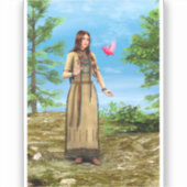 Sticker Art de femme amérindienne forêt oiseau (Recto)