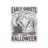 Sticker Art de gravure de fantôme de Halloween antique de (Devant)