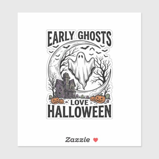 Sticker Art de gravure de fantôme de Halloween antique de (Feuille)