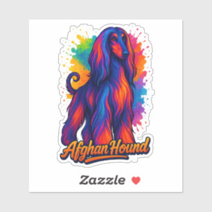 Sticker Art de la pop hound afghane - Chien coloré vibrant