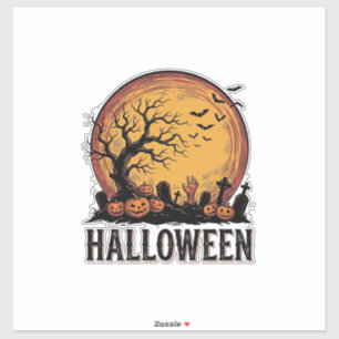 Sticker Art de lune de chauve-souris de cimetière d'Hallow