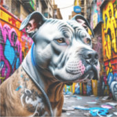 Sticker Art de rue graffiti urbain Pitbull (Devant)