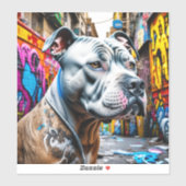 Sticker Art de rue graffiti urbain Pitbull (Feuille)
