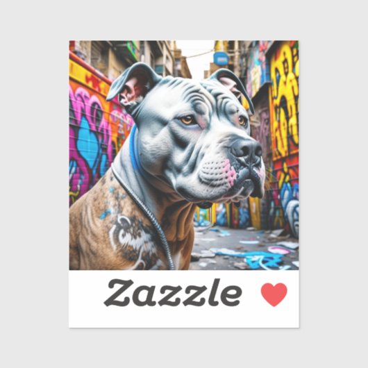 Sticker Art de rue graffiti urbain Pitbull (Feuille)