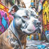 Sticker Art de rue graffiti urbain Pitbull (Recto)