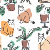 Sticker Art de trait dessin chats et fleurs (Devant)
