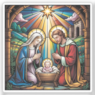 Sticker Art de verre teinté de la Nativité – Noël de la Sa