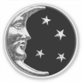 Sticker Art Déco Lune et étoiles - Noir et Argent (Devant)