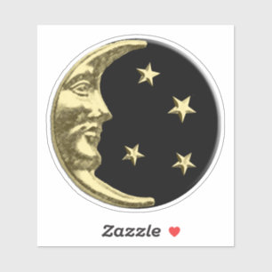 Sticker Art Déco Lune et étoiles - Noir et Or