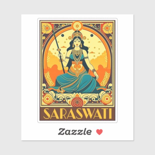 Sticker Art déco Saraswati (Feuille)